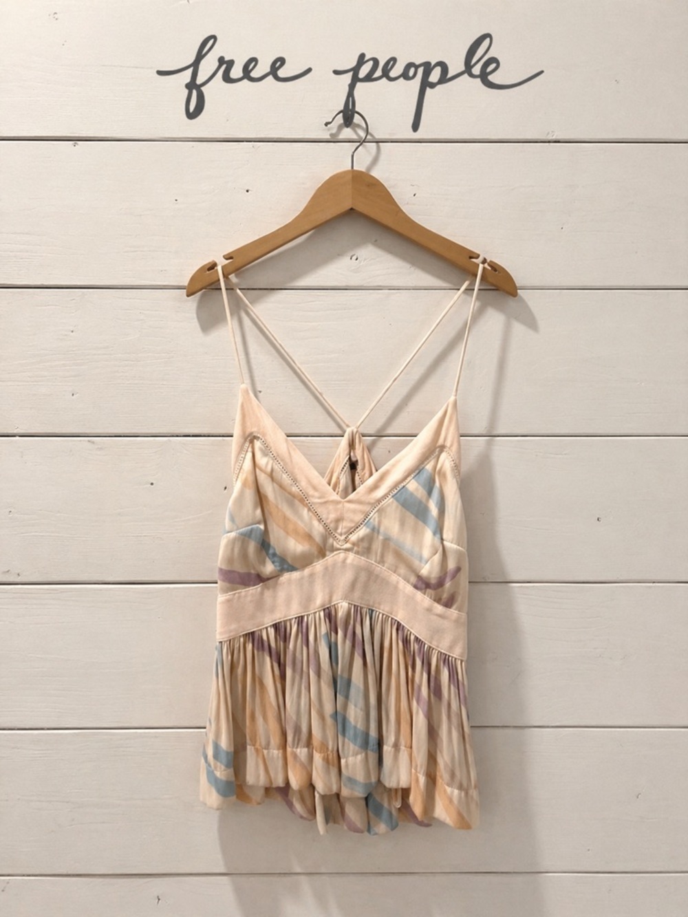 Free People Pastel Pleated Babydoll Cami – Size 2